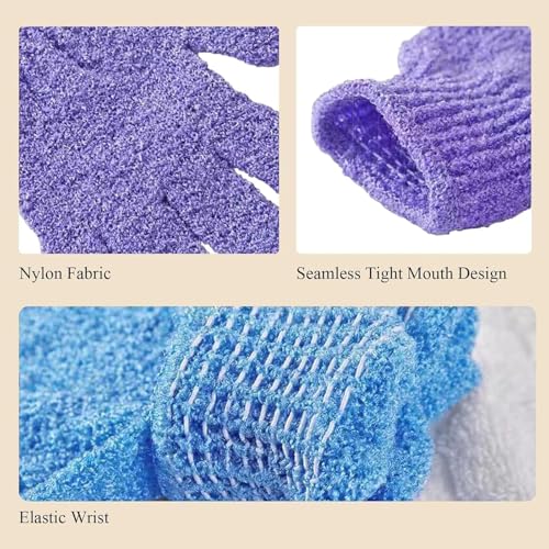 4 PCS Exfoliating Wash Gloves，Bath Sponges,Dual Texture Bath Gloves for Shower Body Scrub, Deep Cleansing Removes Dead Skin for Both Women and Men（Pink+Blue） - color: B5-pink Blue
