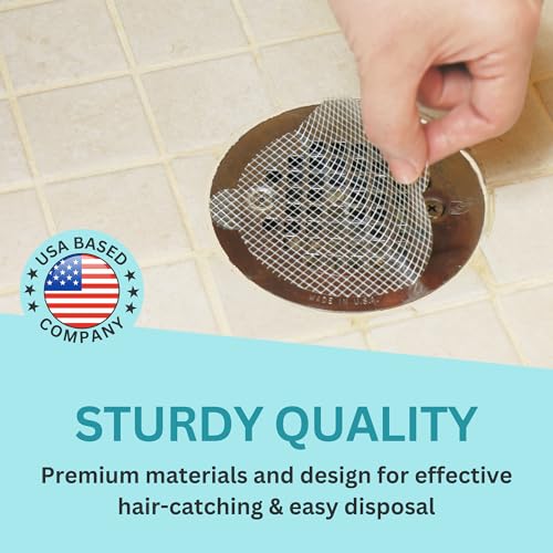 50 Pack Disposable Shower Drain Hair Catcher Mesh Stickers - Peel & Stick Drain Strainers to Prevent Clogs, Strong Waterproof Adhesive, Mess-Free Disposable Drain Covers for Shower & Bathtub - size: 3.5" Round - 50