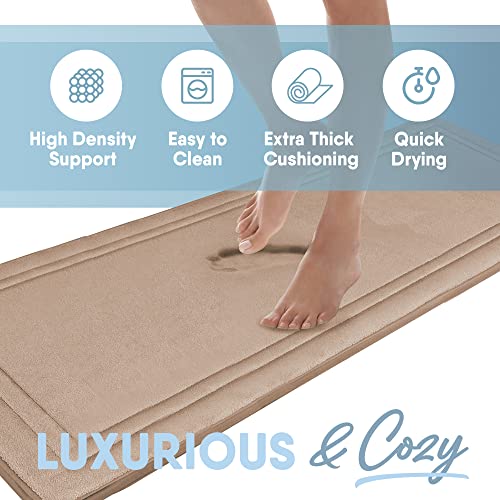 MICRODRY Quick Drying Memory Foam Framed Bath Mat with GripTex Skid-Resistant Base, Runner - 24x58, Linen - color: Linen, size: 24" x 58"