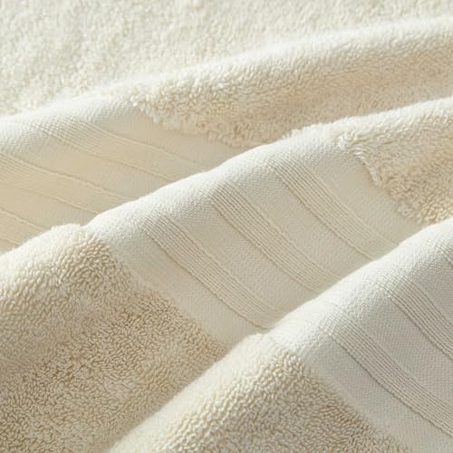 Martha Stewart - Bath Towels, Soft & Absorbent 100% Cotton Towels, Plush 700 GSM, 6-Piece Bathroom Towel Set with Textured Dobby Weave (Skyland Manor Beige) - color: Skyland Manor Beige