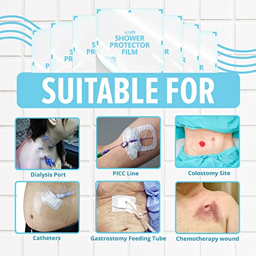 Shower Protector [Pack of 14], 9x9 Dialysis Catheter Shower Shileds Wound Cover, PICC Line Water Barrier, Colostomy Waterproof Bandage Protector, 2 Week Supply