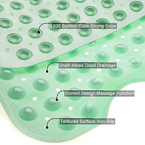 Bathtub and Shower Mats, Extra Long Non-Slip Bath Tub Mat 39 x 16 Inch, Machine Washable Bathmat with Suction Cups & Drain Holes for Bathroom Floor, Pale Green - color: Pale Green