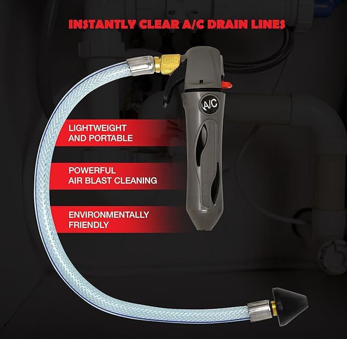RedRock Gallo Drain Gun with 5 Unthreaded CO2 Cartridges for A/C Condensate Line Air Conditioner Cleaner Blaster Opener Kit with Five Cartridge Clears HVAC Clogs - color: Black