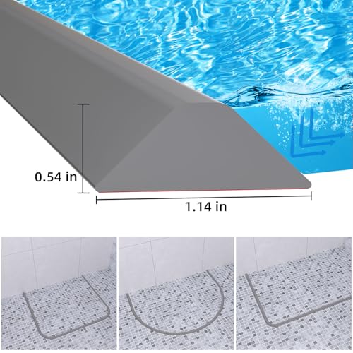 Duzzy 39 Inch Collapsible Shower Water Dam, Shower Threshold Water Stopper Barrier and Retention System and Keeps Water Inside Threshold Dry and Wet Separation, Suitable for Bathroom & Kitchen - color: Grey, style: 39 Inch