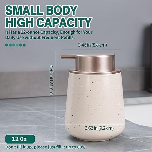 Bosilunlife Ceramic Foaming Soap Dispenser - 12Oz Bathroom Countertop Kitchen Dish Soap Pump Dispenser Foam Soap Dispenser - Apricot with Speckle - color: Apricot