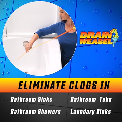 FlexiSnake Drain Weasel Sink Snake Hair Clog Remover Tool, Pipe, Bathroom, Bathtub Drain Cleaner, 30", Made in The USA, 2 Wands and Handle | 30" Long Refills, Pipe, Bathroom, Bathtub Drain Cleaner, Removable Handle, Made in The USA - style: 30"