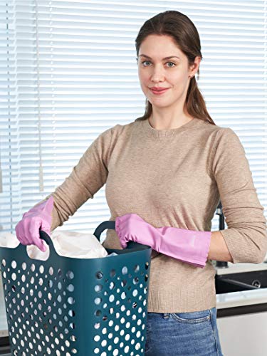 LANON wahoo Skin-Friendly Cleaning Gloves, Dishwashing Kitchen Gloves with Cotton Flocked Liner, Reusable, Non-Slip, Mauve Mist, Medium - color: Mauve Mist, size: Medium (Pack of 1)