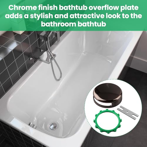 18009-BN Brushed Nickel Bathtub Overflow Plate Kit, 3-1/8" Snap-On Installation Overflow Drain Cover, Replacement Plate Fits Most Standard-Sized Bathtubs Drain