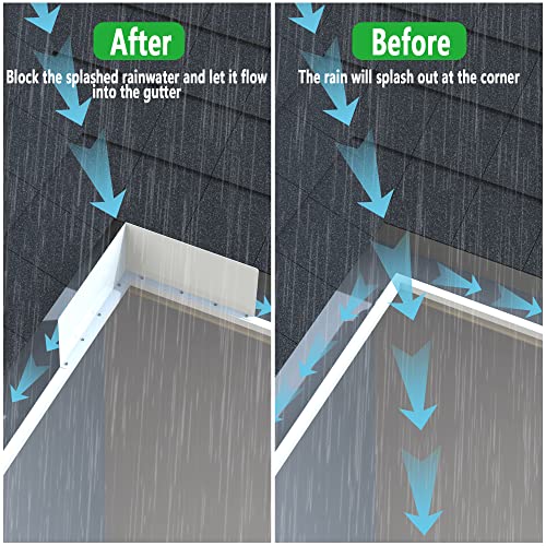 4 Pcs Gutter Valley Splash Guards,Rain Gutter Valley Roofing Gutter Guards, Diverter Roof Rain Diverter for House Shingle Roofs Corner (4) - color: 4 Pcs