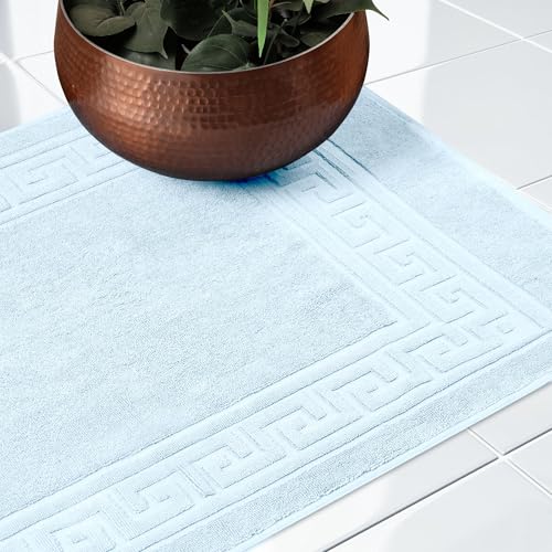 Superior Heavyweight Cotton Bath Mats, Bath Rugs For Bathroom Accessories, Washable Rug For Shower, Toilet, Modern Decor, No Backing, Luxury Hotel And Spa Quality, Set of 2, 22" x 35", Light Blue - color: Light Blue, size: 22" x 35" (Set of 2)