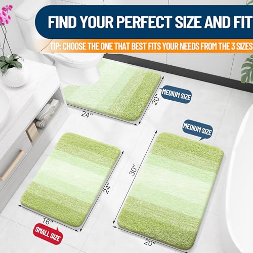 OLANLY Small Bathroom Rugs Mat 24x16, Extra Soft Absorbent Microfiber Bath Rugs, Rubber Backing, Quick Dry, Washable Bath Mats for Bathroom Floor, Tub and Shower, Home Decor Accessories, Light Green - color: Light Green, size: 24" X 16"