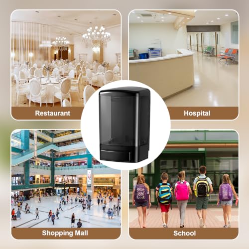 Hushee 4 Pcs Plastic Wall Mounted Soap Dispenser Commercial Manual Soap Containers Wall Dispenser for Kitchen Shower Hotel Liquid Shampoo Gel Chamber (33.8 oz 1000 ml,All Black) - color: All Black, size: 33.8 oz 1000 ml