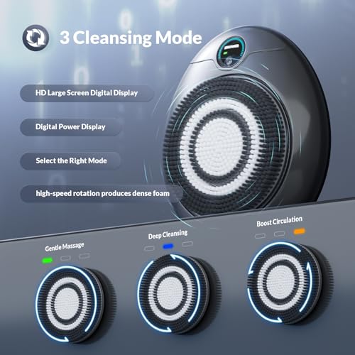 Electric Back Scrubber for Shower, 7'' Large Back Scrubber for Shower Wall, 3 Speed Adjustment Exfoliating Brush for Back Cleansing, Exfoliating - color: Black