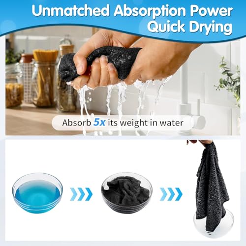 20 Pack Black Microfiber Cleaning Cloth, Lint-Free Car Wash Towels, All-Purpose Absorbent Cleaning Rags for Housekeeping, Dust Cloth for Office, Mechanic, Automotive - color: Black