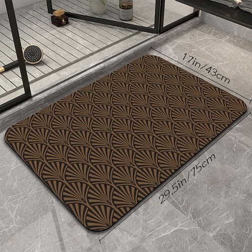 Brown Modern Bathroom Rug, Rapid Dry Absorbent with Non-Slip Rubber Base Bath Mats for Bathroom 17"x30" - color: Brown Modern