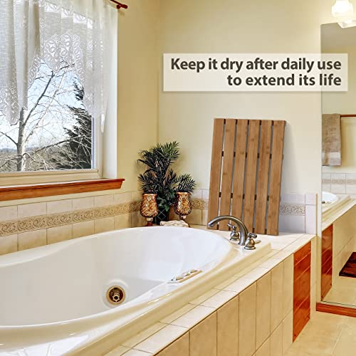 Bamboo Wooden Bath Floor Mat for Luxury Shower - Non-Slip Bathroom Waterproof Carpet for Indoor or Outdoor Use (Walnut) - color: Walnut, size: 21.3" x 14.2" (Rectangular)