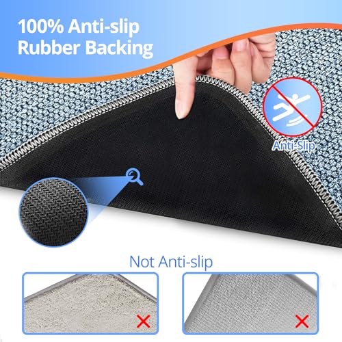 Upgraded Bath Mat 24x36Inch, Thin Bath Mats Rugs with Rubber Backing Non-Slip, Absorbent,Quick Dry Machine Washable, Home Decor Accessories Cozy Cloth Bathroom Rugs fit Under Door/Sink/Tub/Shower-Blue - color: Blue, size: 24"x36"