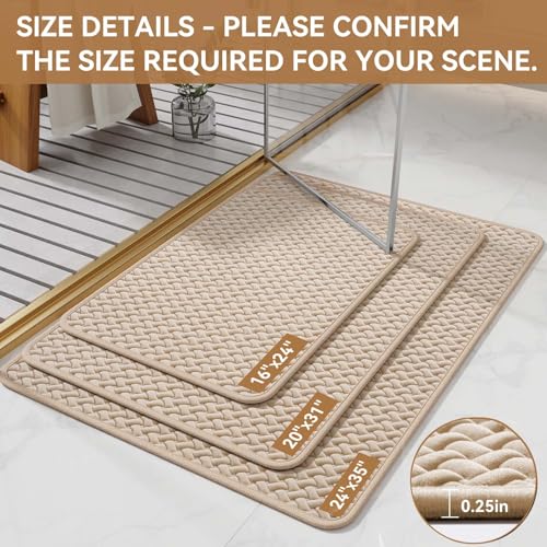 YDKGL Bathroom Rugs Non Slip, Super Absorbent Quick Dry Bath Mats for Bathroom, Foam Weave Texture Thin Bath Rugs Washable with Rubber Backing Fit Under Door Outside Shower,24” x 35“ - color: Brown, size: 24” X 35“