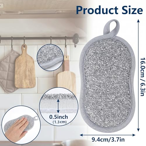 3-in-1 Kitchen Sink Drain Strainer and All-Purpose Scrub Sponges, Sink Stopper Pop-Up Drain Plug with Anti-Clogging Food Catcher Basket, Fits US Standard 3-1/2 Inch Sinks,Sponge Cleaning Dish - color: 2 Grey Strainer+4 Kitchen Sponges