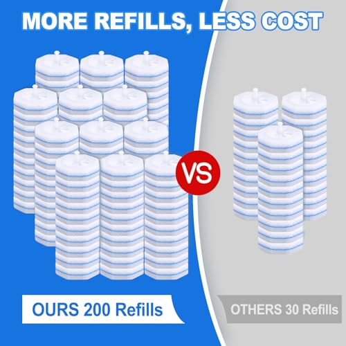 200 Count Disposable Toilet Brush,Toilet Cleaner Wand Refills Compatible with Most Toilet Brushes- No Falling Apart, Fresh Fragrance，4X Cleaning Power，Bathroom Cleaning. - size: 1 Count (Pack of 200)