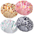 Shower Caps for Women, 4 PCS Elastic and Reusable Bath Caps, Double Layers Shower Cap Reusable Waterproof, Bathing Shower Caps, Environmental Bath Hair Protection Cap - Stone - color: Stone