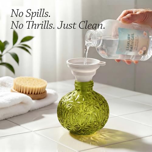 Vintage Glass Soap Dispenser - Rustic Snowflake Design, 8 Oz Refillable Dish Soap Dispenser with Pump for Kitchen and Bathroom, Antique Farmhouse Decor (Green-Black Pump) - color: Green-black Pump