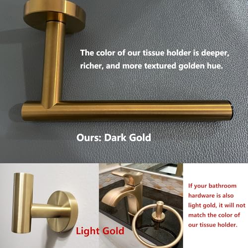 POKIM Brushed Gold Toilet Paper Holder - 304 Stainless Steel Double Post Wall Mount Tissue Dispenser, Anti-Slip Design, Fits Mega/Jumbo Rolls, Rustproof Bathroom Accessory for Home & Commercial Use - color: Brushed Gold, size: Classic