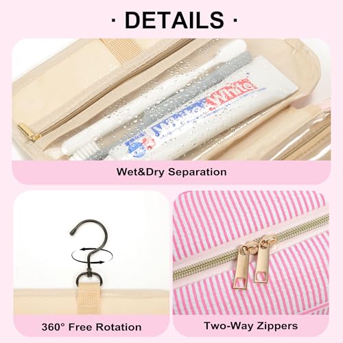 TOPEAST Travel Toiletry Bag for Women - Hanging Toiletry Bag, Personalized Initial Toiletry Bags for Traveling Women, Portable Travel Toiletry Bag for Toiletries, Cosmetics - Letter H,Pink - color: Pink, style: H