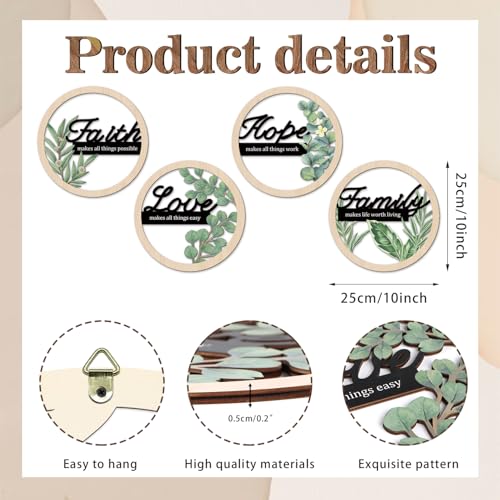 TOARTi Bohemian Inspirational Wooden Hanging Signs Sage Green Botanical Wall Art for Bedroom Living Room Eucalyptus Faith Hope Love Family Positive Affirmations Wall Decor Hollow Boho Minimalist Wood Plaques - color: Green Leaves Quotes Wall Art