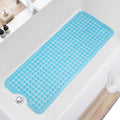 TEESHLY Bath Tub and Shower Mats, Non Slip 40 x 16 Inch Extra Large Bathtub Mat, Machine Washable Bathmat with Drain Holes, Suction Cups for Bathroom Floor, Clear Blue - color: Blue (Translucent)