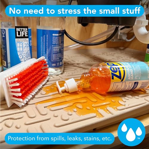 XTREME MATS Waterproof Undersink Mat (Beige 25" 1/4 x 22 1/4) Cabinet Base Liner for Kitchen & Laundry Cabinets Catches Leaks Prevents Damage Flexible Sink Driptray - color: Beige, size: 25" 1/4 x 22" 1/4)