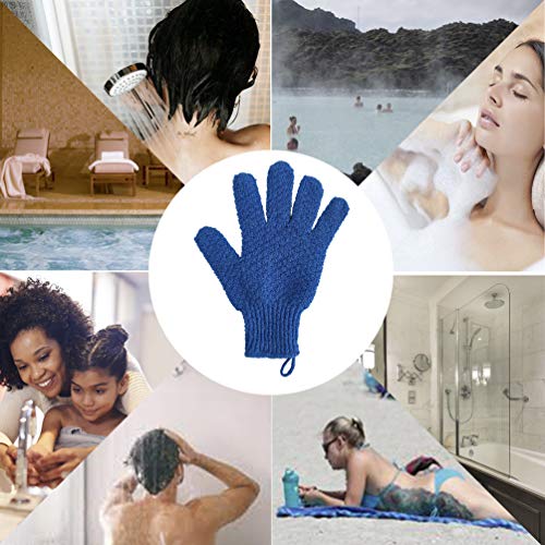Bath Exfoliating Gloves Scrub - 4 pcs (2 Pair) Lengthened and Large Exfoliating Scrubbing Gloves for Shower, Spa, Massage - Scrub Exfoliating Mitts for Body, Face, Hand and Foot（Blue and Pink） - color: Blue and Pink