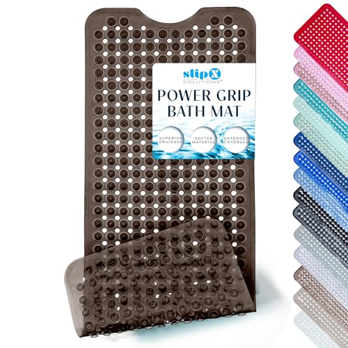 SlipX Solutions Power Grip Bathtub Safety Mat | Precision Grip Technology for Longer, Stronger, & Softer Wet Surface Protection | Clear Bronze 39"x16" - color: Clear Bronze