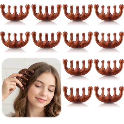 LemonRoad 12 Pack Wooden Scalp Massager Natural Sandalwood Wide Tooth Combs Wooden Head Scalp Massage Combs Bulk for Hair Growth Hair Care(Classic) - style: Classic