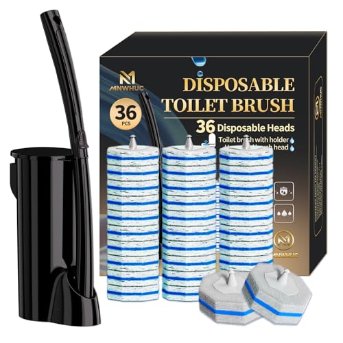 Disposable Toilet Bowl Brush with 36 Toilet Wand Refills Pads Replacement Heads, Toilet Cleaning Stick,Toilet Bowl Cleaner Wands Holder and Set, Toilet Cleaning System Starter Kit - style: Toilet brush+36 refills