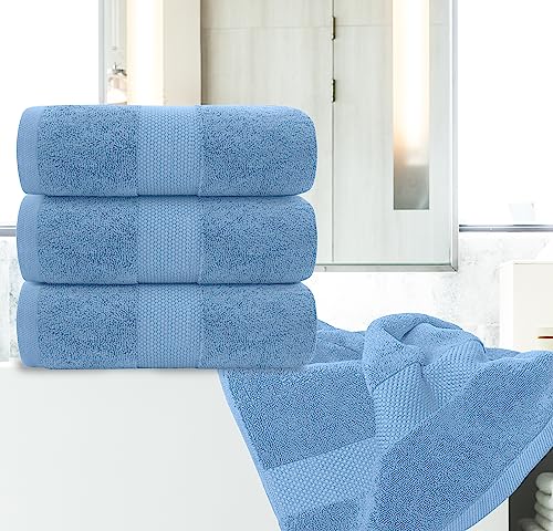 White Classic Luxury Bath Towels Set of 4 Large - 700 GSM Cotton Ultra Soft Bath Towels 27x54 | Highly Absorbent and Quick Dry | Hotel Towels for Bathroom Luxury, Plush Shower Towels, Light Blue - color: 14: Light Blue