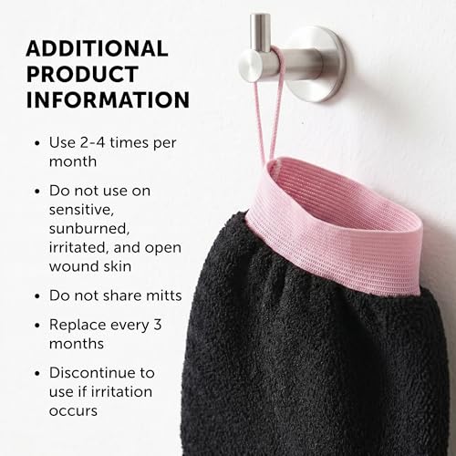 Valitic Exfoliating Glove Body Scrubber - Exfoliating Mitt Dead Skin Remover, Shower Face and Body Exfoliator - Korean Style Skin Scrubber Washcloth - Spray and Self Tan Remover, 1 Black with Pink - color: Black Pink