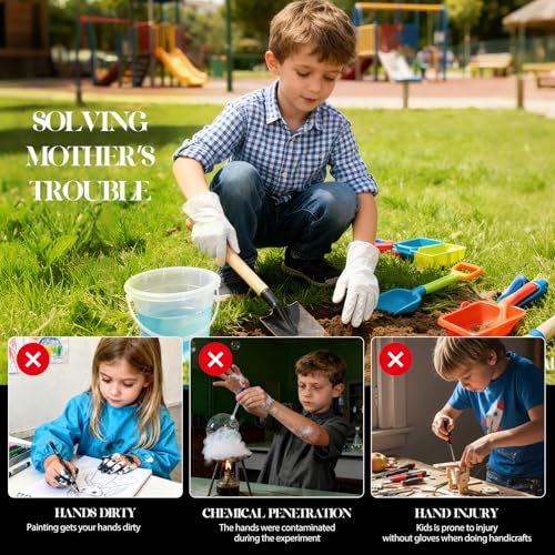 Kids Disposable Gloves for 4-8 Years, 5Mil White Nitrile Gloves for Work, Cleaning, Cooking, Gardening，Latex-Free and Powder-Free(XS,100PCS) - color: White of 100pcs, size: X-Small