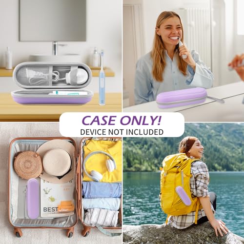 Toothbrush Travel Case for Oral B/Oral-B Pro 1000 1500 5000 7000 & Philips Sonicare 4100 1100 5300 5100 6100/iO Electric Toothbrush, Hard Protective Storage Bag (Light purple) - color: Light purple