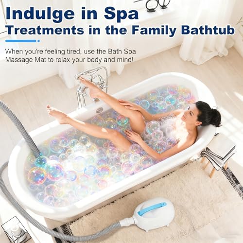 Bubble Bath Mat,Bubble Bath Massager for Smooth Bathtub – 3-Speed Adjustable Tub Spa Massager with Non-Slip Suction Cups and Remote Control – Ideal for Stress, Sore Muscles & Total Relaxation