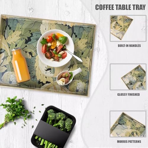 Spsyrine Serving Tray with Handles, Plastic Decorative Tray for Coffee Table, Living Room, Home Decor, Acanthus - color: Multi G