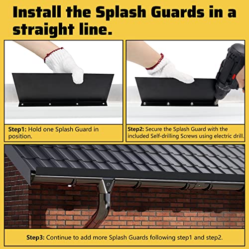 4 Pack Aluminum Gutter Valley Splash Guard,Keep Water from Overshooting The Gutter,for Valley,Corner,or Straight,10 inch Each Piece,Black - color: Black, size: 4 Pack
