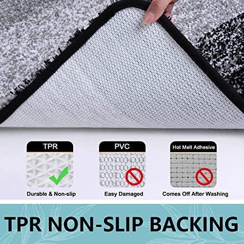 Arotive Microfiber Bathroom Rugs, Shaggy Soft and Absorbent Bath Rug, Thick Plush Machine Washable Dry Bath Mats for Bathroom, Tub and Shower, 59x24, Black, Rectangular - color: Black, size: 59" X 24"
