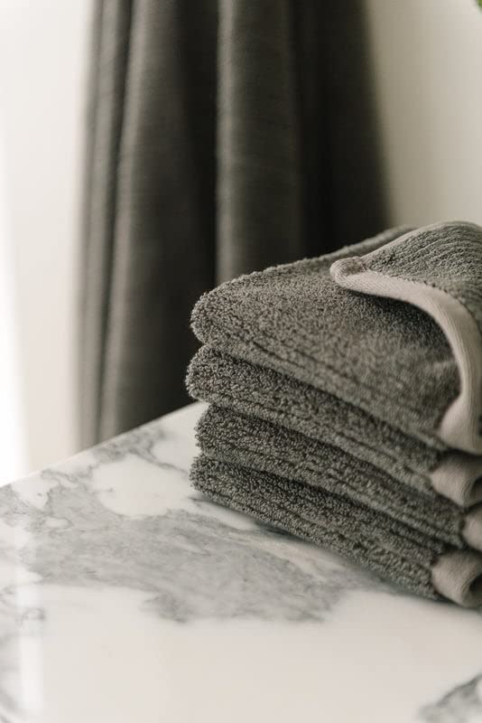 Cozy Earth Ribbed Washcloth Set - 60% Cotton 40% Viscose from Bamboo Bathroom Washcloths - Soft & Absorbent Textured Ribbed Pattern - 4 Pack Charcoal - color: Charcoal, size: Washcloth