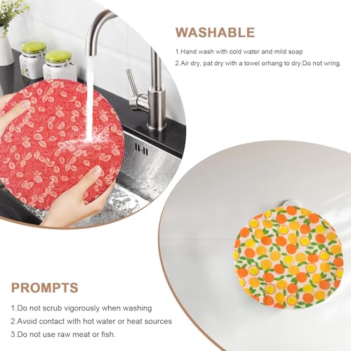 Reusable Bowl Covers for Bread Proofing - Beeswax Bowl Covers Reusable 3 Set, Cotton Blend Stretch Design, Fits 4-13 Inch Bowls, Shower Caps for Sourdough Bread, Dough Proofing & Food Storage（Leaves） - color: Leaves