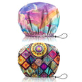 2 PCS Shower Cap Reusable Waterproof Double Layers Hair Caps Shower Bath Adjustable Elastic Hat for Women Girls Cute Aesthetic-Pink Cloud Mandela - color: AI17-Pink Cloud Mandela