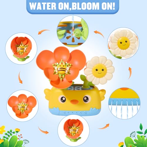 Toddler Bath Toys for Kids Ages 1-3 | Safe & Fun Mold Free Baby Bath Toys | Interactive Bath Toys with Blooming Flower with Watering Can Bathtub Water Toys for 1+ Year Old Great for Girls Shower Gifts - style: Bath Toys with Boats