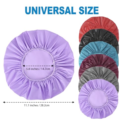 6 PCS Shower Caps for Women, Double Side Waterproof Shower Cap, Reusable Elastic Bath Caps for Shower, EVA Bathing Shower Caps, Bath Hair Caps - Black+Plum+Teal+Red+Lavender+Gray - color: Solid C - (Black+Plum+Teal+Red+Lavender+Gray)
