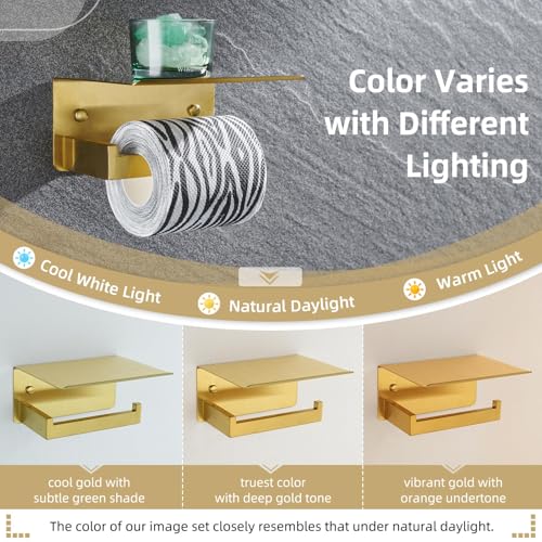 Angle Simple Toilet Paper Holder with Shelf, SUS304 Stainless Steel Bathroom Tissue Roll Holder for Wall, Brushed Dark Gold - color: Brushed Dark Gold, size: Single Rod