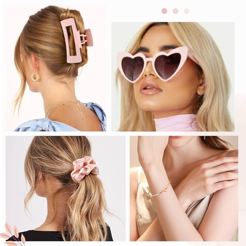 DEEKA 5 Pcs Bridesmaid Proposal Bag Set Gift Clear Makeup Toiletry Bag Bachelorette Party Favors Sunglasses Hair Claw Clips Scrunchies Knot Bracelets Bridal Wedding Party Gifts (Pink) - color: Pink, size: 1 Set